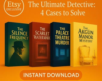 4 Unsolved Mystery Party Game Bundle, Printable Murder Mystery-Escape Room, Detective Puzzle Party, Instant Download, Holiday Party Game