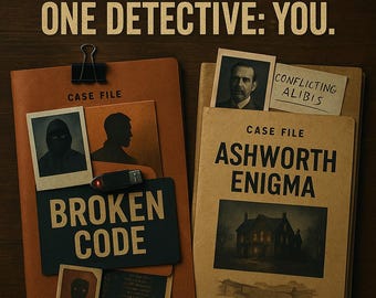 Paquete de juegos de misterio y asesinato, 2 archivos imprimibles de casos sin resolver, ideal para fiestas de adultos y citas románticas, descarga instantánea, juego para fiestas navideñas
