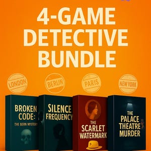 4 Printable Murder Mystery Games | Detective Case Files Bundle | Escape Room Puzzles | Date Night & Party | Instant Download