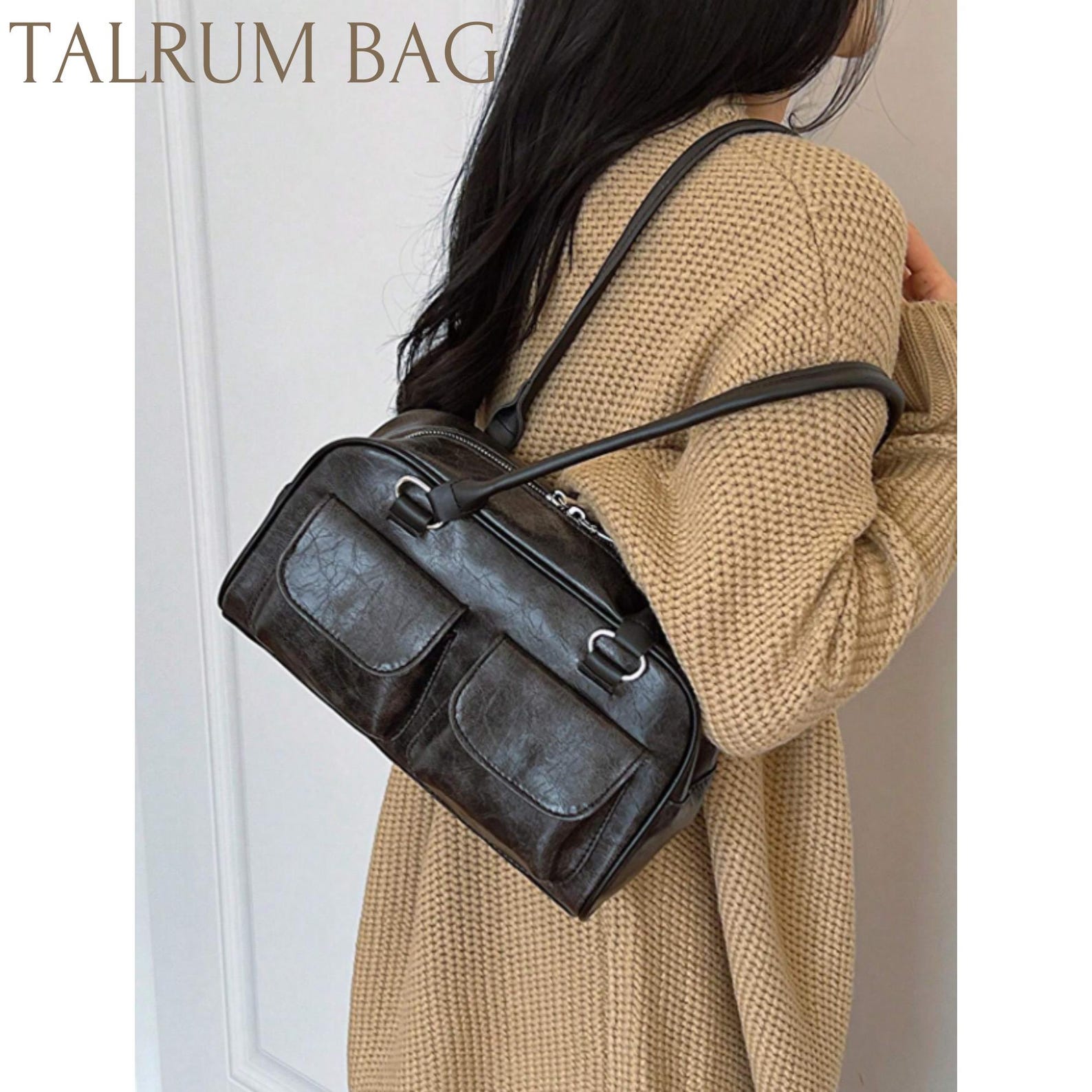 Retro Double Zipper Tassel Women's Portable Shoulder Bag