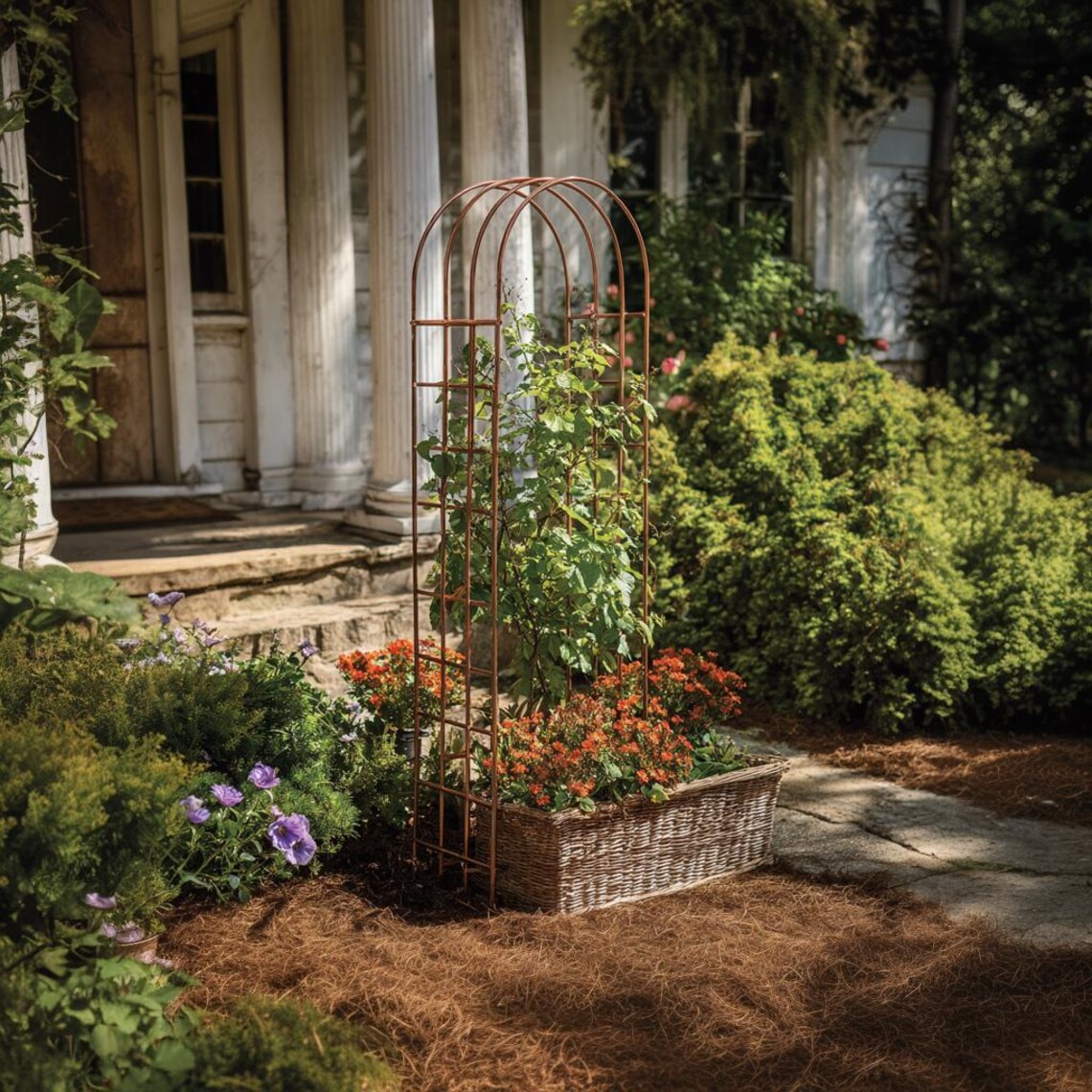 Handmade 28” Arched Steel Garden Trellis - Garden Stake - Etsy
