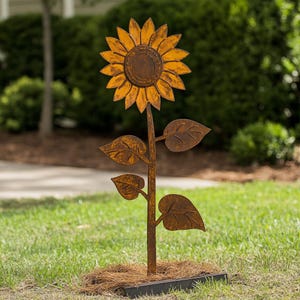 Rustikaler Metall Sonnenblumen Beetstecker - Gartenstecker