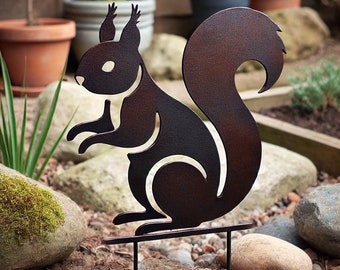 Rusted Woodland Squirrel - Garden Stake
