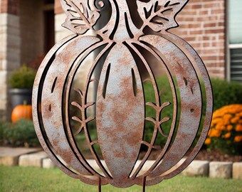 Rustic Thanksgiving Pumpkin Garden Decor - Thanksgiving Garden Decor