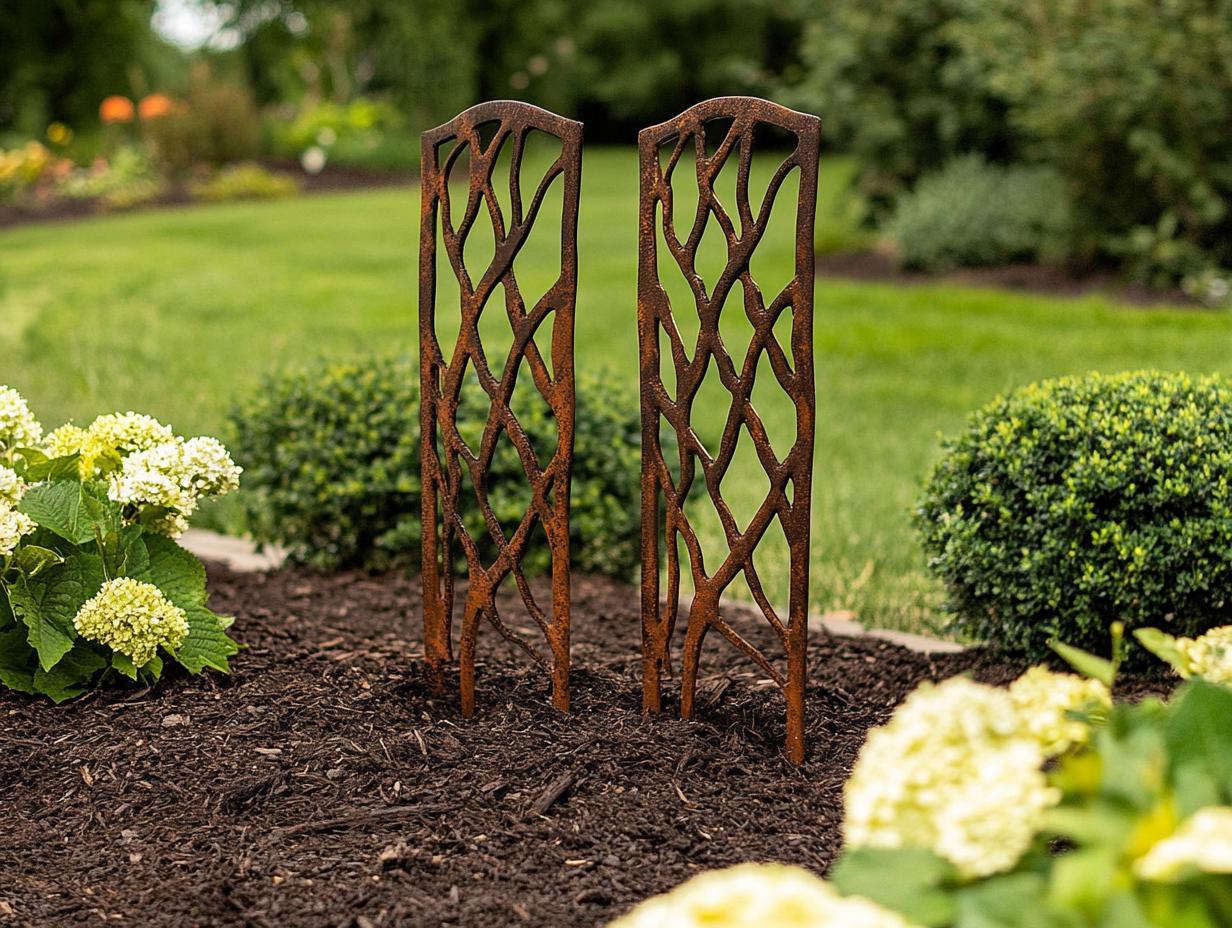 Set of 2 36" Rustic Metal Garden Accent Trellis - Garden Stake
