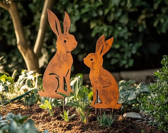 Rustikale Kaninchen Begleiter - Garten Deko