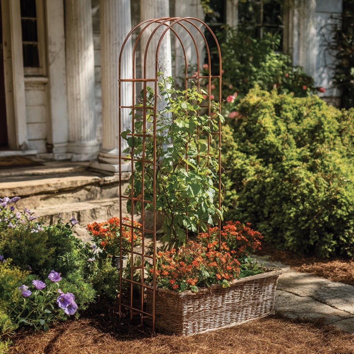 Handmade 28” Arched Steel Garden Trellis - Garden Stake - Etsy