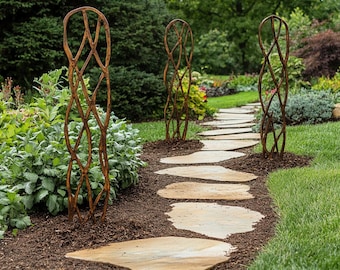36&quot; Rustic Vine-Inspired Garden Trellis Set - Garden Stake