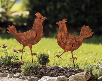 Rustikales Hahn und Henne Duo - Garten Deko