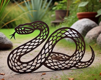 Rustic Metal Rattlesnake Garden Sculpture - Garden Stake