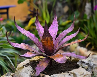 Rustic Purple Metal Agave Sculpture - Garden Stake