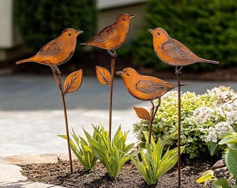 Four-Bird Metal Garden Stake Set - Garden Stake