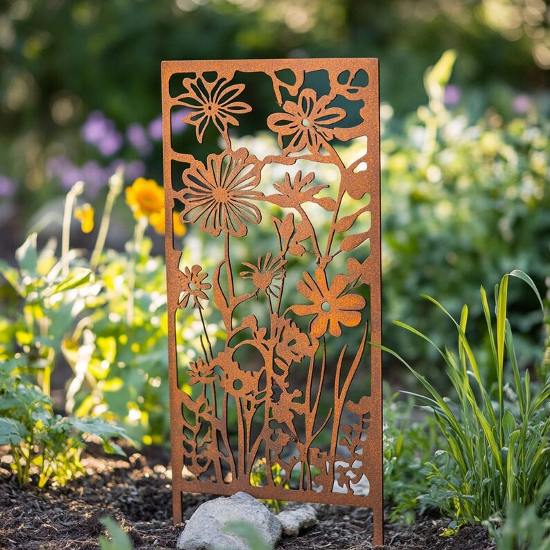 Floral Metal Garden Panel - Garden Decor - Etsy