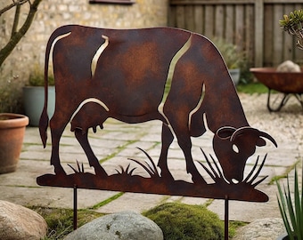Grazing Farmstead Cow - Garden Stake