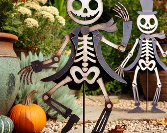 Vintage Skeleton Gentleman Garden Stake - Garden Stakes