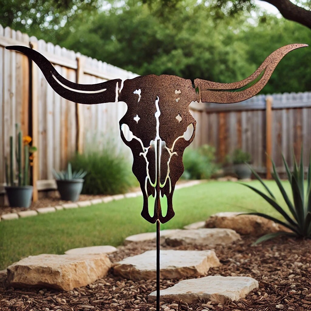 Metal Yard Stake Texas Longhorn - Etsy