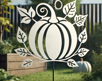 Metal Pumpkin Garden Stake - Thanksgiving Garden Decor