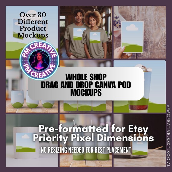 Etsy Shop Canva Pro Template Bundle: POD Mockups (Digital Download)