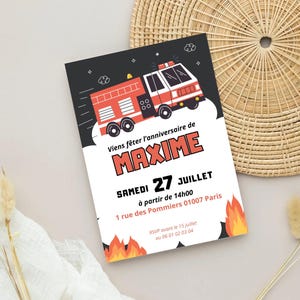 Customizable Firefighter Birthday Invitation - Digital Invitation - Firefighter Invitation for Boys and Girls - Direct Downloadable Template