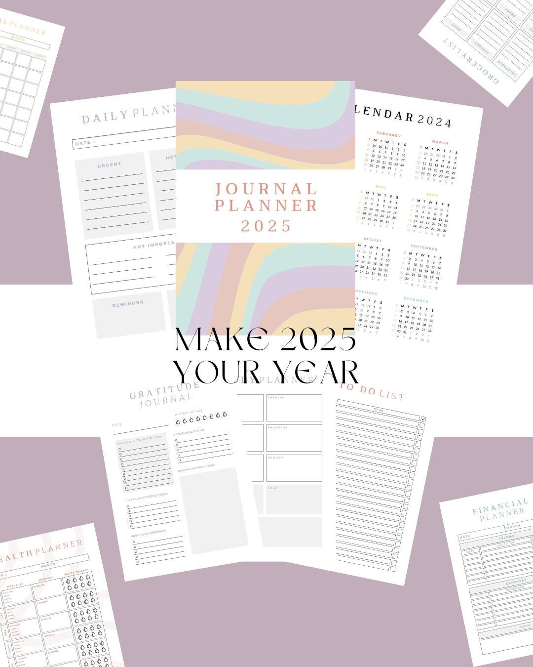 2025 Journal Planner Free Vision Board Etsy