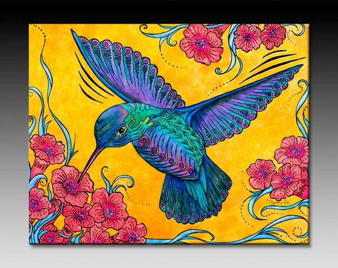 Hummingbird Ceramic Tile Wall Art