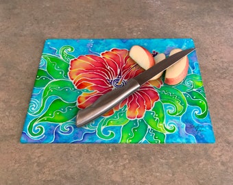 Tropical Hibiscus Flower Trivet, Cutting Board or Hot Plate