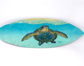 Surfboard Wall Art, Turtle Paradise, Ready to Hang Art, Turtle wall art, home decor, coastal decor, Sea Turtle Wall Hanging