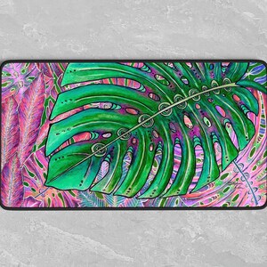 Single Monstera, Desk Mat, Gaming Mat, Mousepad, Office Decor, extended desk mat,