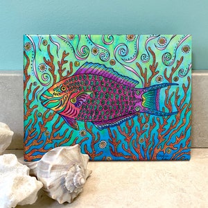Parrot Fish, Tropical Fish, Ceramic Tile Wall Art