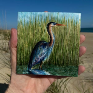 Blue Heron Ceramic Tile Wall Art