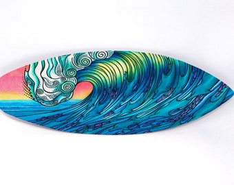 The Wave Surfboard Wall Art, Ready to Hang Art, Surf Art, Wave Art
