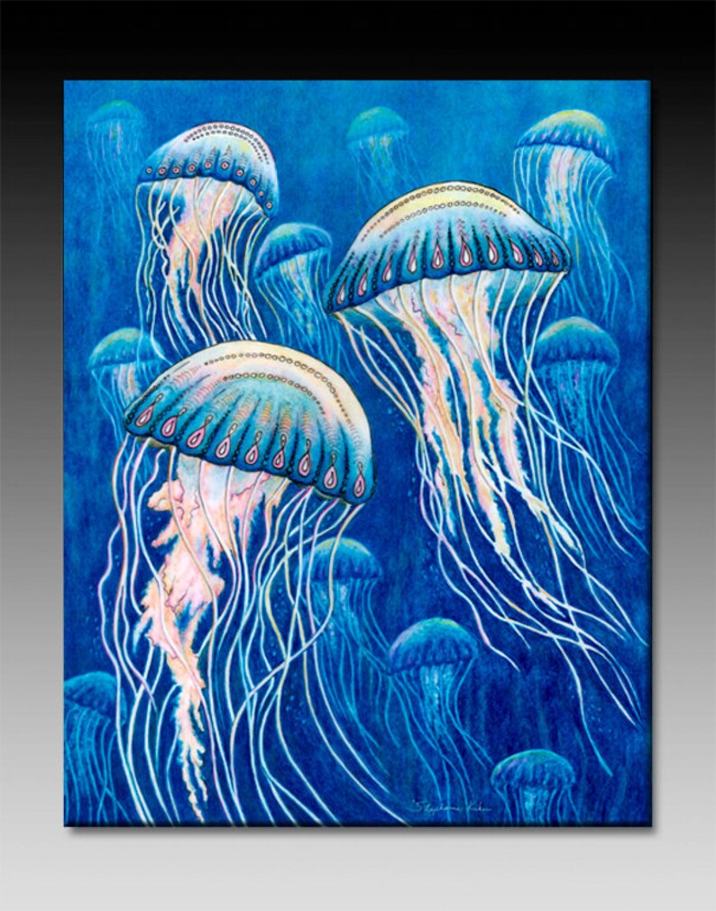 Jellyfish Ceramic Tile Wall Art Etsy