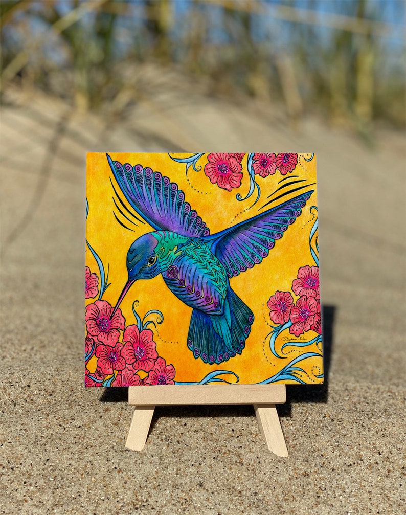Hummingbird Ceramic Tile Wall Art image 3