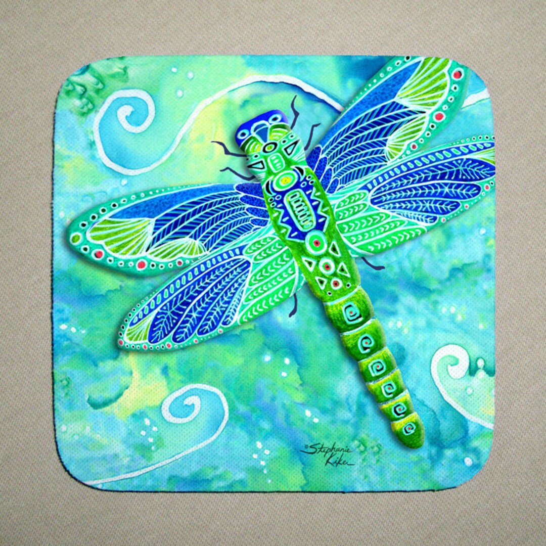 Green Dragonfly, Coasters Set de 4, decoración para el hogar Etsy España