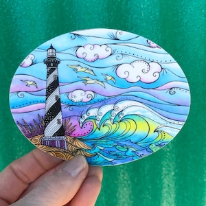 Cape Hatteras Lighthouse  sticker, decal for cars, water bottles, skateboards, computers and more!