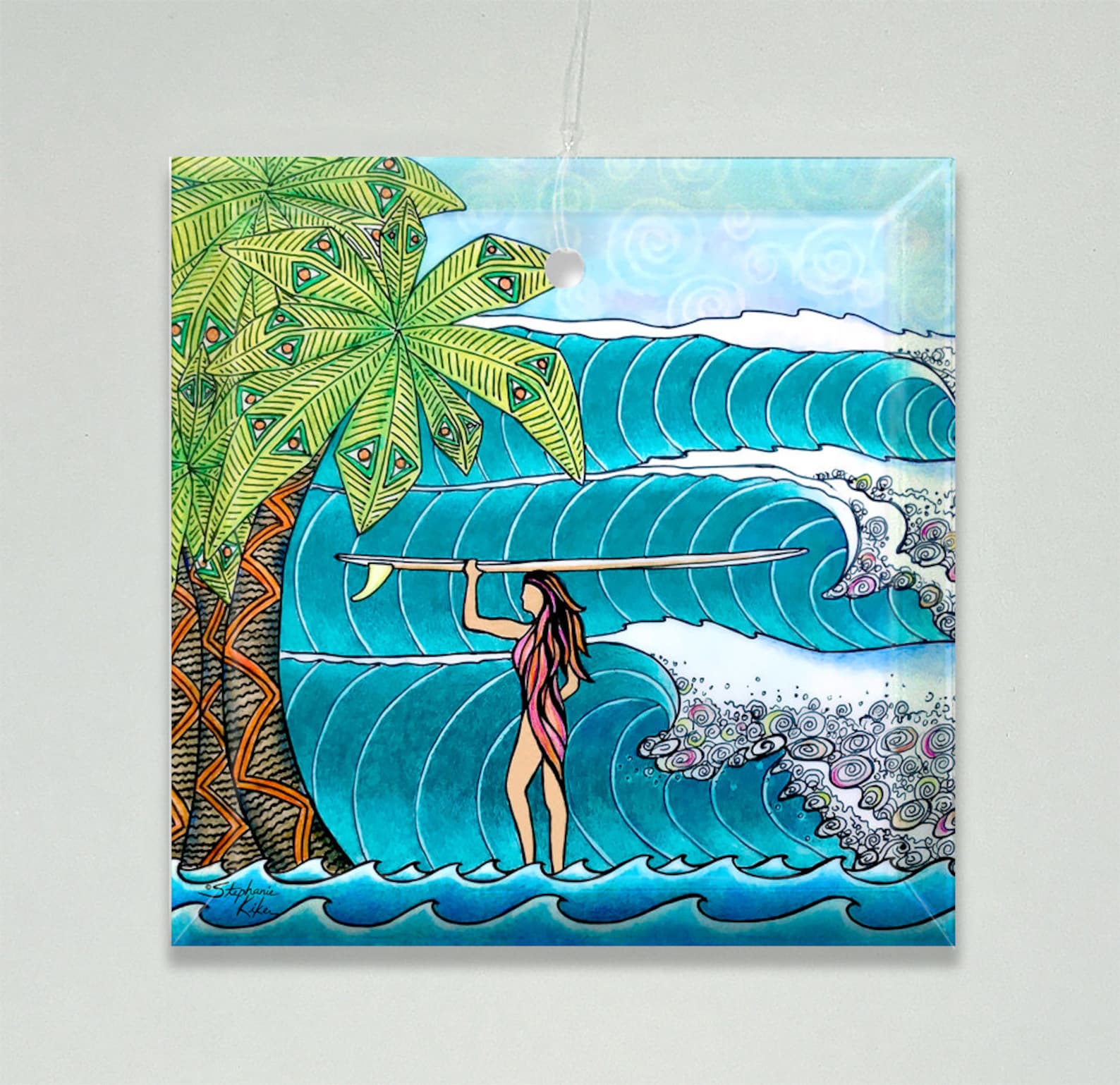 Surfer Girl Surf Art Glass Ornament & Suncatcher Surfing Etsy