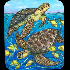 Looking Around Loggerhead Sea Turtle Art Mousepad for computers