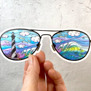 Hatteras Waves Sunglasses sticker, decal for cars, water bottles, skateboards, computers and more!