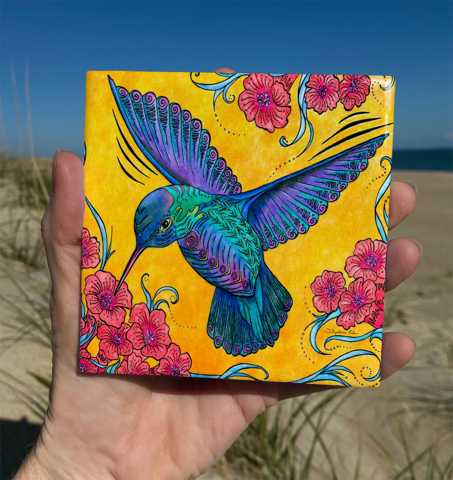 Hummingbird Ceramic Tile Wall Art Etsy