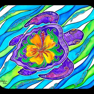 Hibiscus Turtle Tropical Flower Sea Turtle Art Mousepad for computers