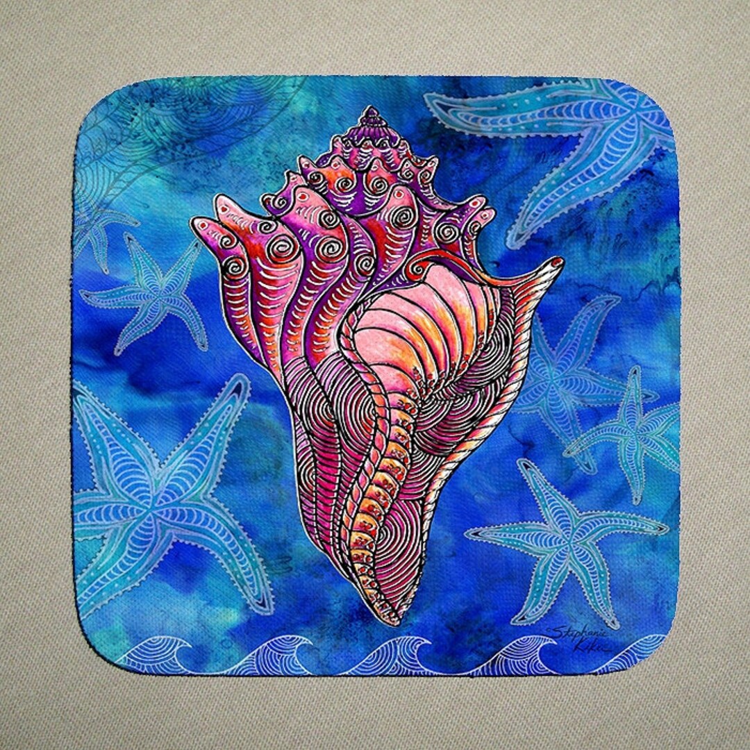 Conch Shell Coaster Set of 4, Seashell Coasters - Etsy