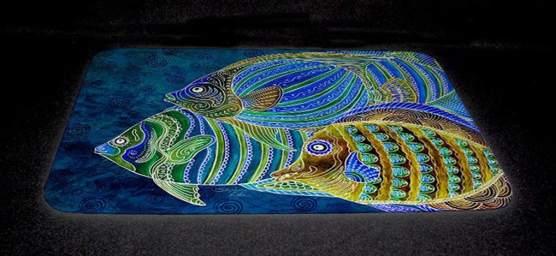 Tropical Fish School Cutting Board with Fish Artwork