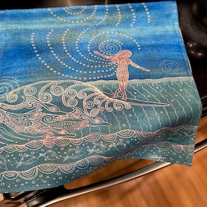 Lady Slider Surfer Girl Hand Towel for the kitchen or bathroom