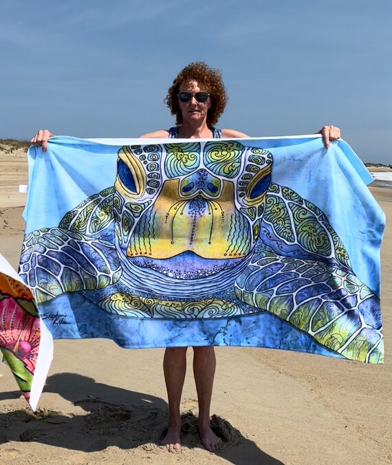 Face to Face, Turtle Beach Towel, Oversized Towel, Beach Blanket, 32 X 72 