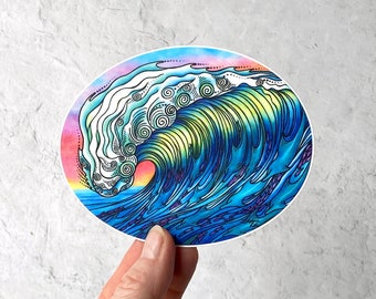 The Wave Art sticker, decal for cars, water bottles, skateboards, computers and more!