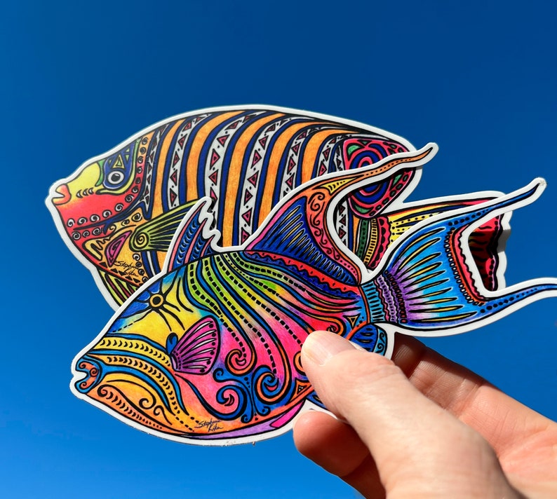 Angel Fish Sticker, Decal for Cars, Sticker for Water Bottles, Fish ...