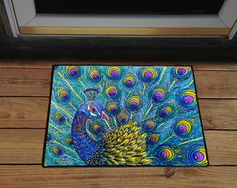 Peacock 18" x 24" Door Mat, Floor Mat, Home Decor