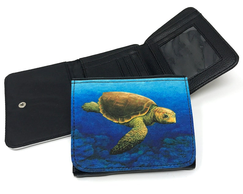 Turtle Artwork Purse Loggerhead Turtle Wallet small wallet Women/'s Wallet