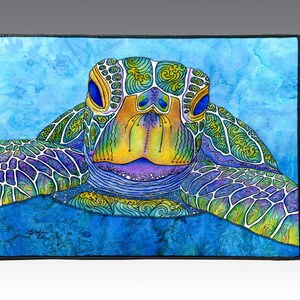 Face to Face Turtle Head 18&quot; x 24&quot; Door Mat, Floor Mat, Home Decor, sea turtles art