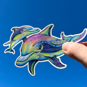 Rainbow Dolphin sticker, decal for cars, water bottles, skateboards, computers and more!